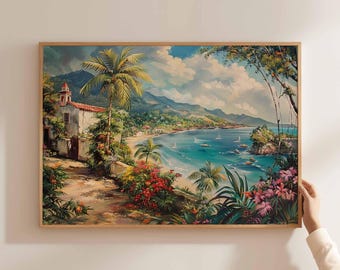 Dominican Republic Travel Poster: Caribbean Island Beach Art