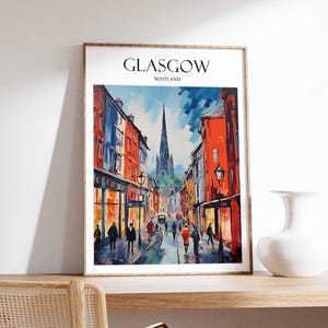 Glasgow Poster, Glasgow Travel Print, Scotland Wall Art, Scottish Travel Print, Tropical Decor, City Print, Glasgow Travel Poster