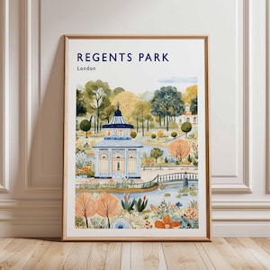 Regents Park Poster, London Travel Poster, Regents Park Wall Art, London Park Print, UK City Poster, British Nature Art, London Decor Print