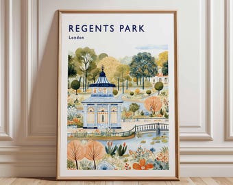 Regents Park London Travel Poster: British Nature Art Print