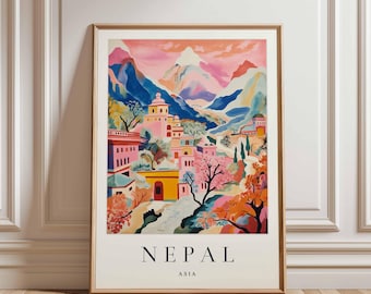 Nepal Travel Poster: Himalayan Landscape Art Print