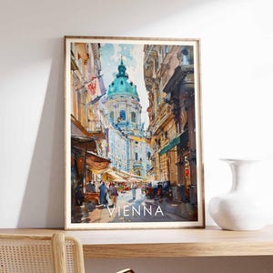 Cartaz de Viena, Impressão da Áustria, Arte de Parede de Viena, Cartaz da Cidade Austríaca, Impressão de Viagem pela Europa, Horizonte de Viena, Impressão de Arquitetura Histórica