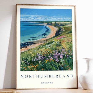 Northumberland Poster, Northumberland Travel Print, England Wall Art, British Travel Print, Sea Print, Northumberland Travel Poster