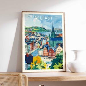 Belfast Poster, Northern Ireland Travel Print, UK City Wall Art, Belfast Travel Decor, Titanic Quarter Gift Art, European City Print