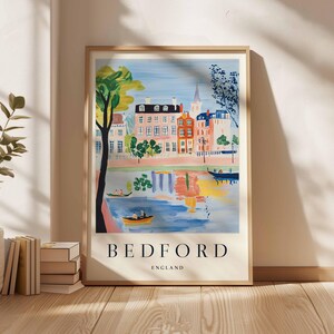 Bedford Poster, UK Print, Bedford Print, Town Wall Art, Bedford Decor, UK City Poster, Bedford Art, Bedford Landscape, Bedford Gift
