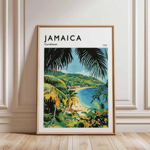Jamaica Poster, Caribbean Travel Print, Island Wall Art, Beach Decor, Jamaica Travel Gift, Coastal Print, Caribbean Travel Art