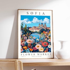 Sofia Flower Market Poster, Sofia Print, Bulgarian Floral Wall Art, Sofia Floral Decor, Botanical Poster, Bulgaria Print, Europe Travel Art