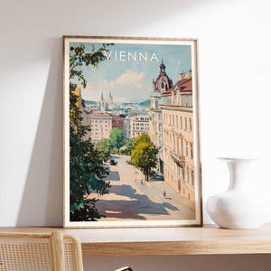 Cartaz de Viena, Impressão da Áustria, Arte de Parede de Viena, Cartaz da Cidade Austríaca, Impressão de Viagem pela Europa, Horizonte de Viena, Impressão de Arquitetura Histórica
