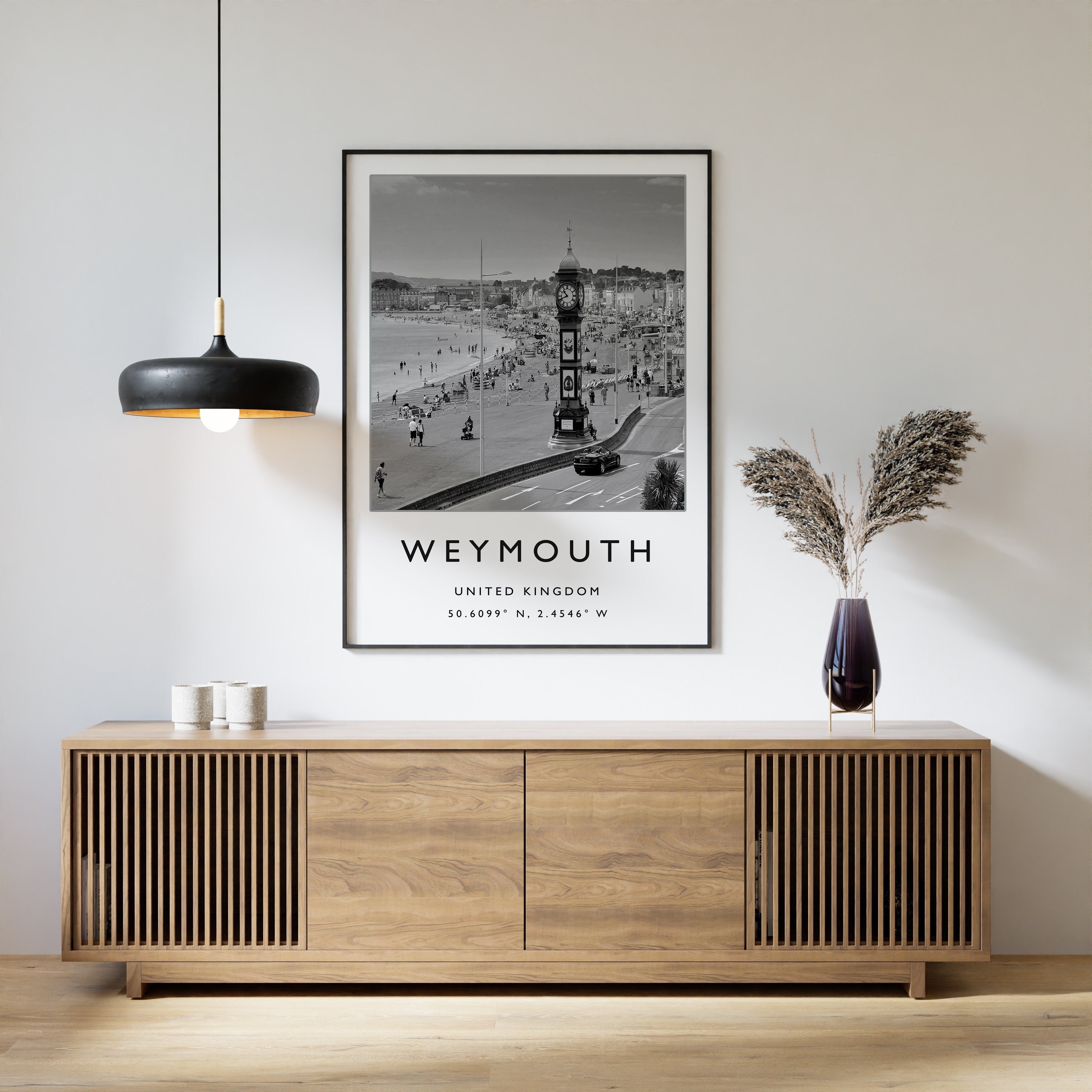 Weymouth Travel Print, Weymouth Travel Poster, English Coast Travel Print, Travel Art, Travel Poster, Black and White, Gift, A2/A3/A4