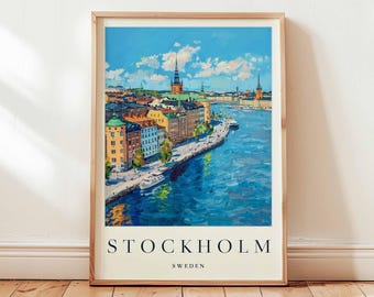 Stockholm Sweden Print: Scandinavian Travel Poster, Old Town Art