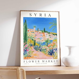 Syria Flower Market Poster, Syria Print, Syrian Floral Wall Art, Syria Floral Decor, Botanical Poster, Levantine Art, Middle East Travel Art