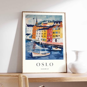 Póster de Oslo, impresión de Noruega, arte mural de Oslo, decoración con el mapa de la ciudad de Oslo, póster minimalista de Oslo, impresión del horizonte escandinavo, arte mural de viaje de Oslo