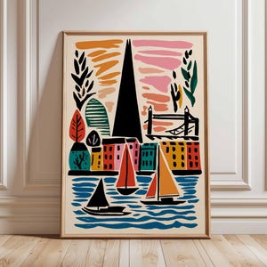 Shard Poster, London Travel Poster, Shard Wall Art, London Skyline Print, UK Landmark Poster, British Architecture Art, Modern London Decor