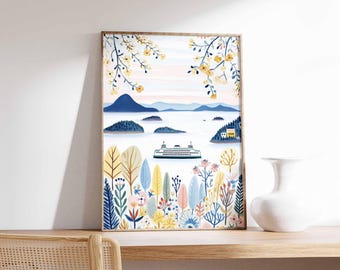 Washington State Poster, Seattle City Print, Pacific Northwest Art, Olympic National Park, Mount Rainier Decor, PNW Travel Gift