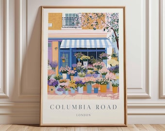 Impresión del mercado de flores de Columbia Road: póster de viaje a Londres