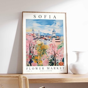 Sofia Flower Market Poster, Sofia Print, Bulgarian Floral Wall Art, Sofia Floral Decor, Botanical Poster, Bulgaria Print, Europe Travel Art