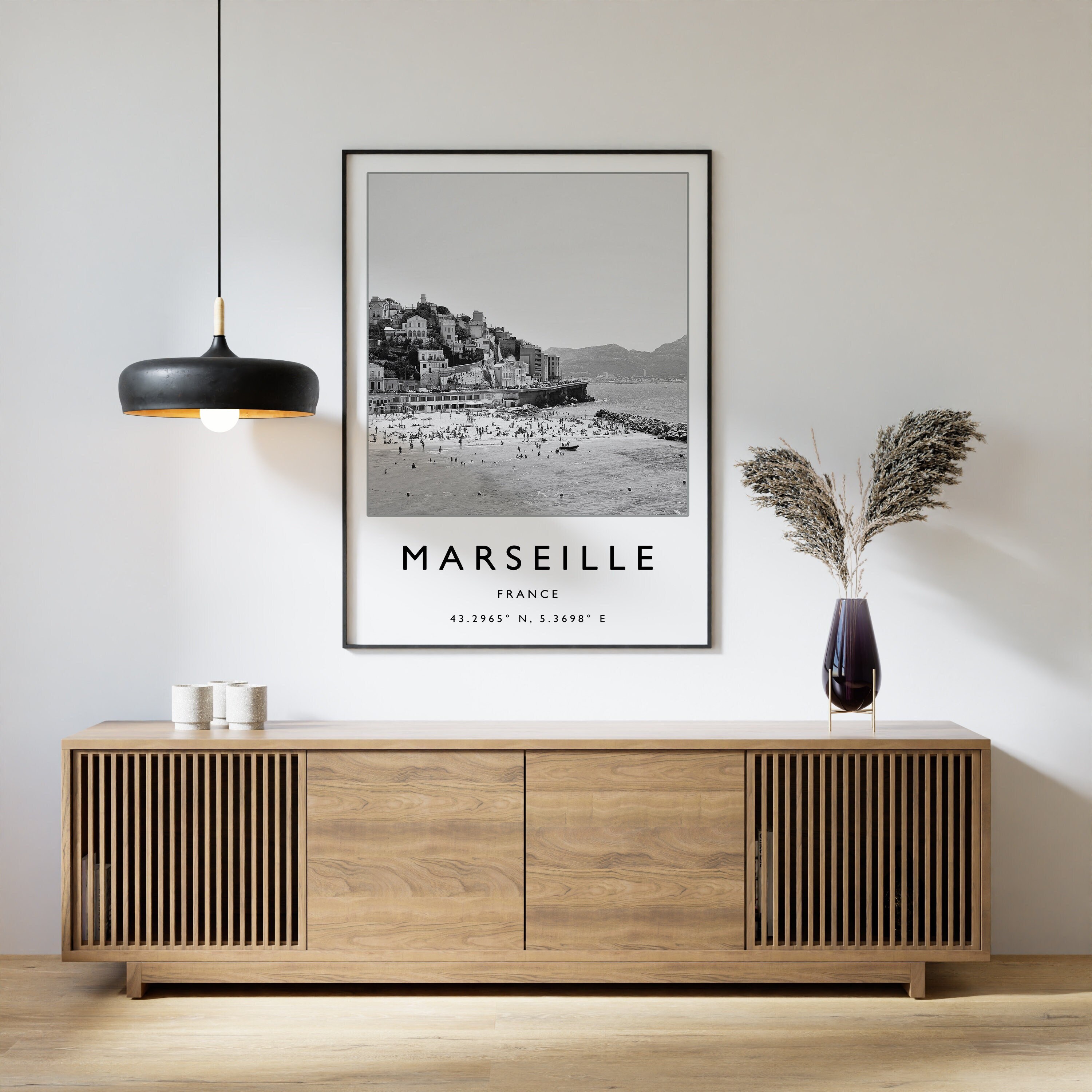 Affiche de Marseille, Impression de voyage de Marseille, Affiche de voyage  France, Décor de voyage, Affiche de voyage minimaliste, Noir et Blanc,  Cadeau, A1/A2/A3/A4 -  France