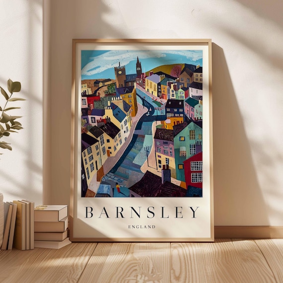 Barnsley England Poster: Yorkshire Travel Print, UK Wall Art