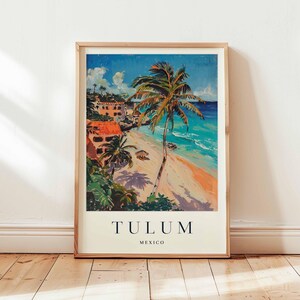 Tulum Poster, Mexico Travel Print, Mayan Riviera Wall Art, Beach Decor, Tropical Travel Gift, Ancient Ruin Print, Mexico Travel Art