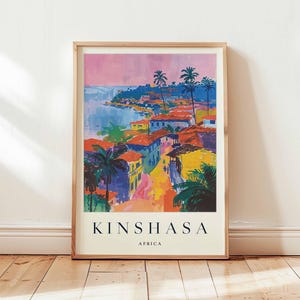 Kinshasa Poster, Africa Travel Print, DR Congo Print, Central Africa Wall Art, Congo River Decor, Kinshasa Travel Gift, African Capital Art
