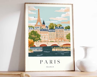 Minimalist Paris Print: French City Skyline Travel Poster