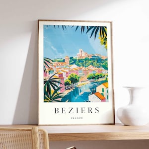 Béziers Poster, France Travel Print, French City Wall Art, Occitanie Region Decor, Béziers Cathedral Art, Europe Print, France Travel Art