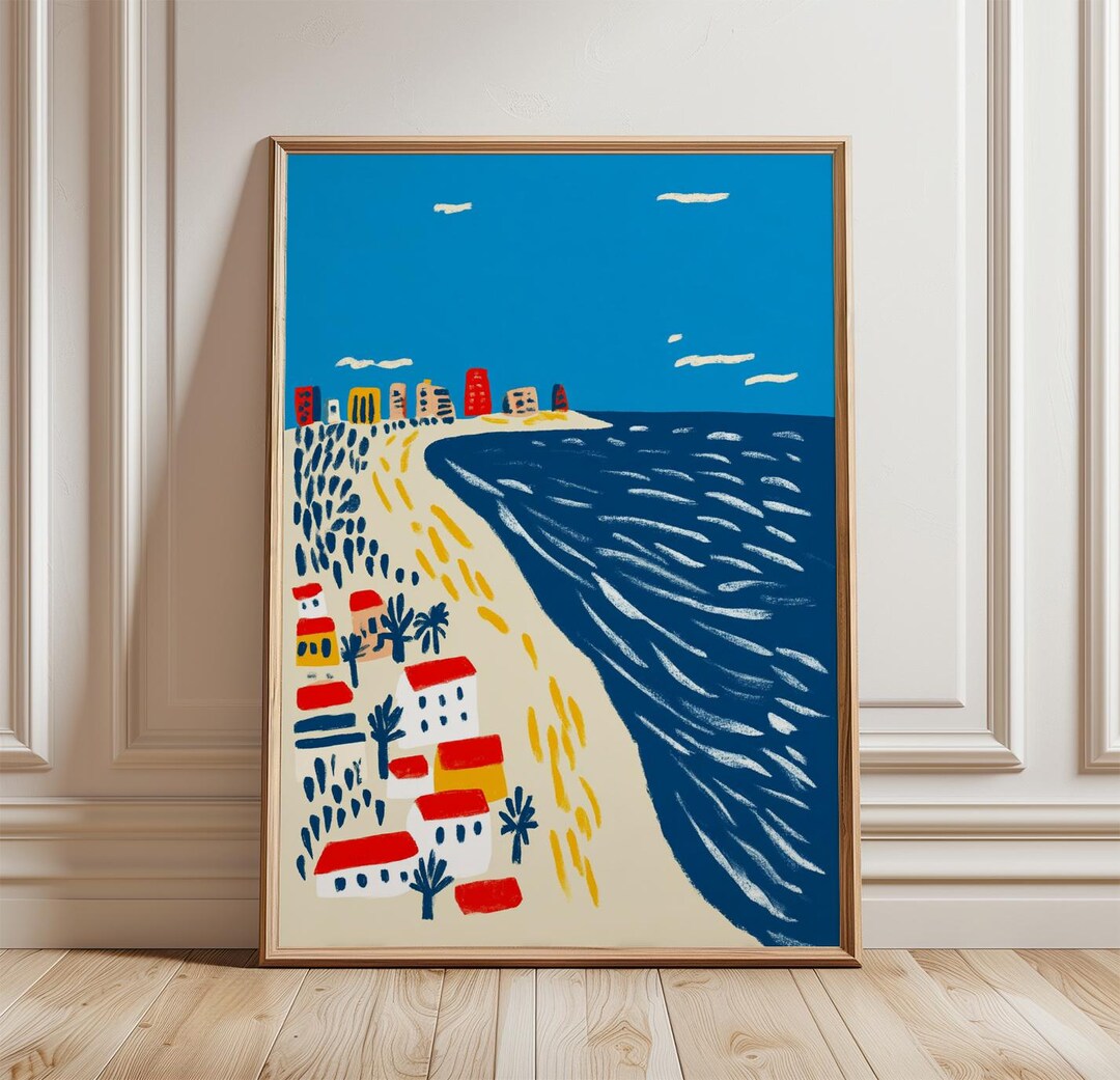 San Diego Beach Poster | Coastal Skyline and Ocean Waves Art ...