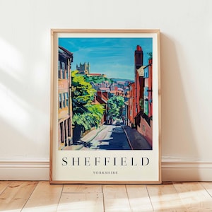 Sheffield England Poster: UK Travel Print, Cityscape Wall Art