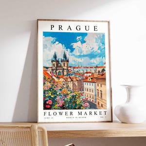Prague Flower Market Poster, Prague Print, Czech Floral Wall Art, Prague Floral Decor, Botanical Poster, Czech Republic Travel Art