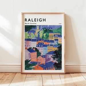 Raleigh Poster, North Carolina Travel Print, USA Wall Art, Cityscape Decor, Raleigh Travel Gift, City Print, North Carolina Travel Art