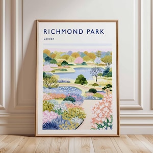 Richmond Park Poster, London Travel Poster, Richmond Wall Art, Deer Park Print, UK Nature Poster, British Landscape Art, London Park Decor