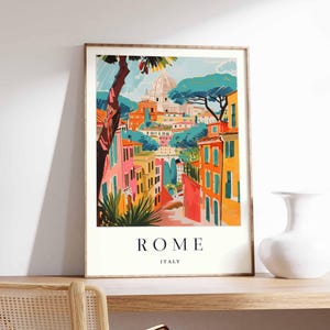 Rome poster, Italy print, Rome wall art, Rome city map decor, minimalist Rome poster, black and white prints, Rome skyline artwork