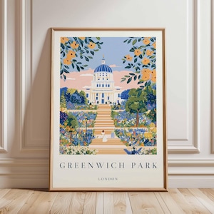Greenwich Park Poster, London Travel Poster, Greenwich Wall Art, Royal Park Print, UK Nature Poster, British Landscape Art, London Decor