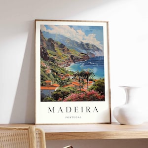 Madeira Portugal Travel Poster: Island Landscape Art Print