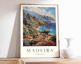 Póster de viaje de Madeira, Portugal: Impresión artística de paisaje insular
