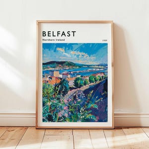 Belfast Poster, Northern Ireland Travel Print, UK City Wall Art, Titanic Decor, Travel Gift, Cityscape Print, Northern Ireland Travel Art