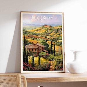 Tuscany Poster, Italy Print, Tuscany Wall Art, Italian Countryside Poster, Europe Travel Print, Vintage Tuscany Decor, Rolling Hills Print
