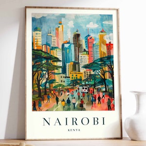 Póster de Nairobi, Impresión de viaje a Nairobi, Arte mural de Kenia, Impresión de viaje a Nairobi, Decoración tropical, Impresión urbana, Regalo de Nairobi, Póster de viaje a Nairobi