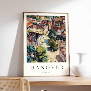 Hannover Poster, Deutschland Reisedruck, Niedersachsen Wandkunst, Hannover Skyline Plakat, Deutschland Reisegeschenk, Europa Reisekunst