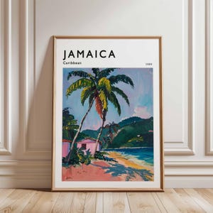 Jamaica Poster, Caribbean Travel Print, Island Wall Art, Beach Decor, Jamaica Travel Gift, Coastal Print, Caribbean Travel Art