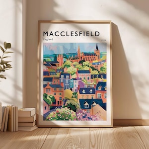 Macclesfield Poster, Macclesfield UK Print, Macclesfield Wall Art, Macclesfield Travel Poster, Macclesfield City Print, Cheshire Poster