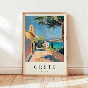 Crete Poster, Greece Travel Print, Mediterranean Island Wall Art, Crete Travel Decor, Beach Art, Greek Island Print, Greece Travel Art