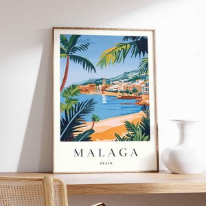 Malaga Poster, Spanien Druck, Malaga Wandkunst, Malaga Stadt Karte Dekor, minimalistisches Malaga Poster, Spanische Skyline Druck, Malaga Reisewandkunst