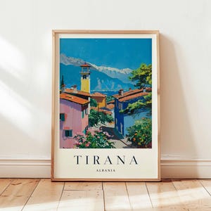 Tirana Poster, Albania Travel Print, Balkan Wall Art, Capital City Decor, European Travel Gift, Cityscape Print, Albania Travel Art