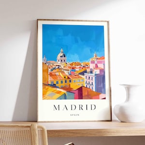 Madrid Poster, Spanien Print, Madrid Wandkunst, Madrid Stadtplan Dekor, minimalistisches Madrid Poster, Spanische Skyline, Madrid Reisewandkunst