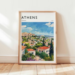 Athens Poster, Greece Travel Print, European Wall Art, Acropolis Decor, Historical City Gift,  Athens Travel Print, Greece Travel Art