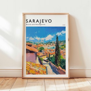 Sarajevo Poster, Bosnia and Herzegovina Travel Print, European Wall Art, Cityscape Decor, Sarajevo Travel Gift, Bosnia and Herzegovina Art