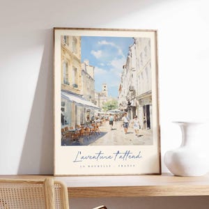 Póster de La Rochelle, impresión de viaje a Francia, impresión de ciudad portuaria, decoración de pueblo costero, arte con vista al mar, póster de ciudad marítima, regalo de viaje a Francia