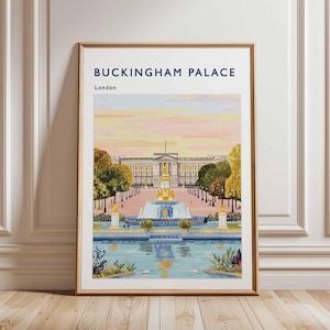 Buckingham Palace Poster, London Travel Poster, Royal Palace Wall Art, Buckingham Print, UK Landmark Poster, British Architecture