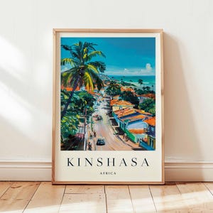 Kinshasa Poster, Africa Travel Print, DR Congo Print, Central Africa Wall Art, Congo River Decor, Kinshasa Travel Gift, African Capital Art